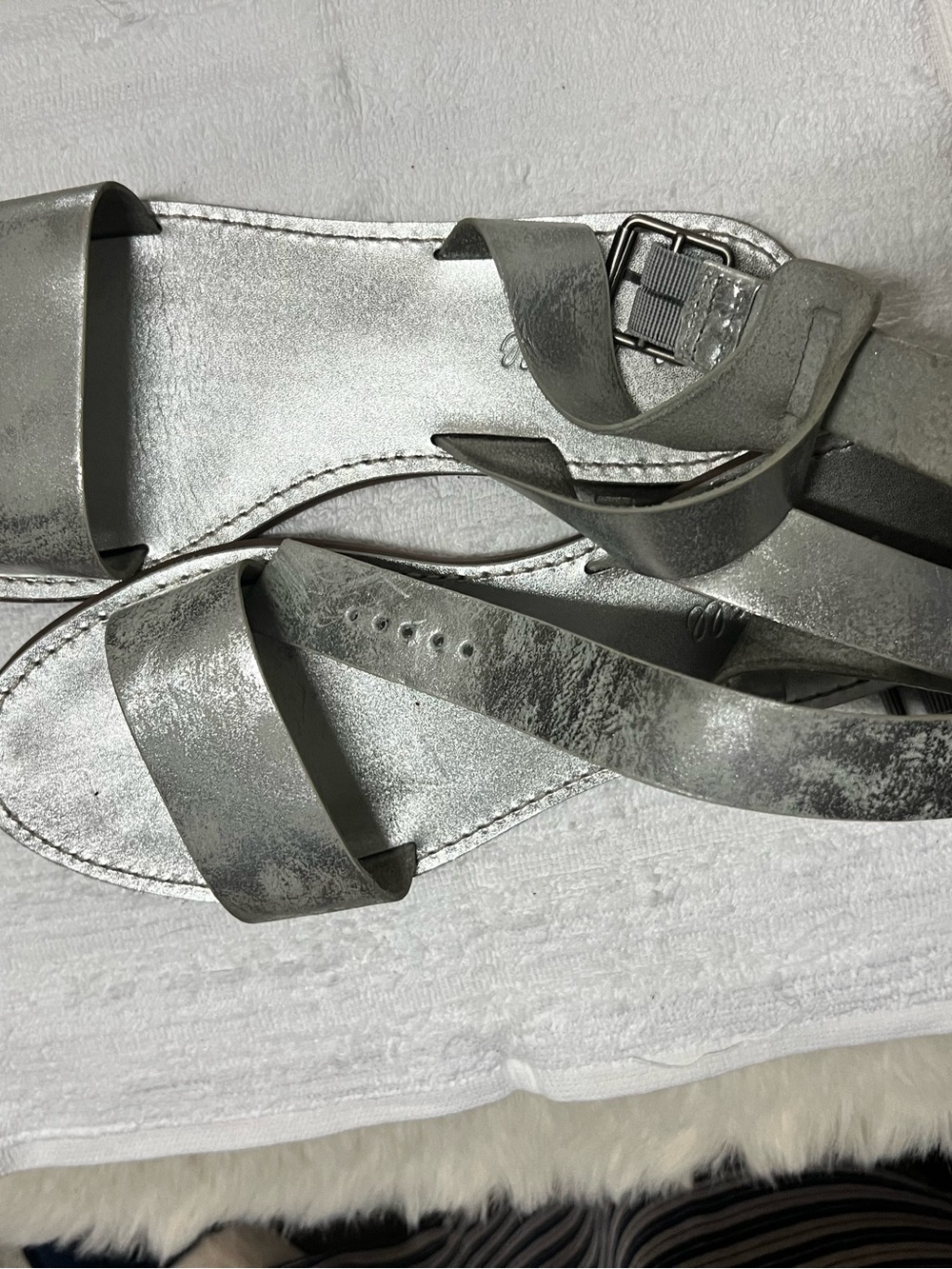Madewell Silver Strappy Flat Sandals